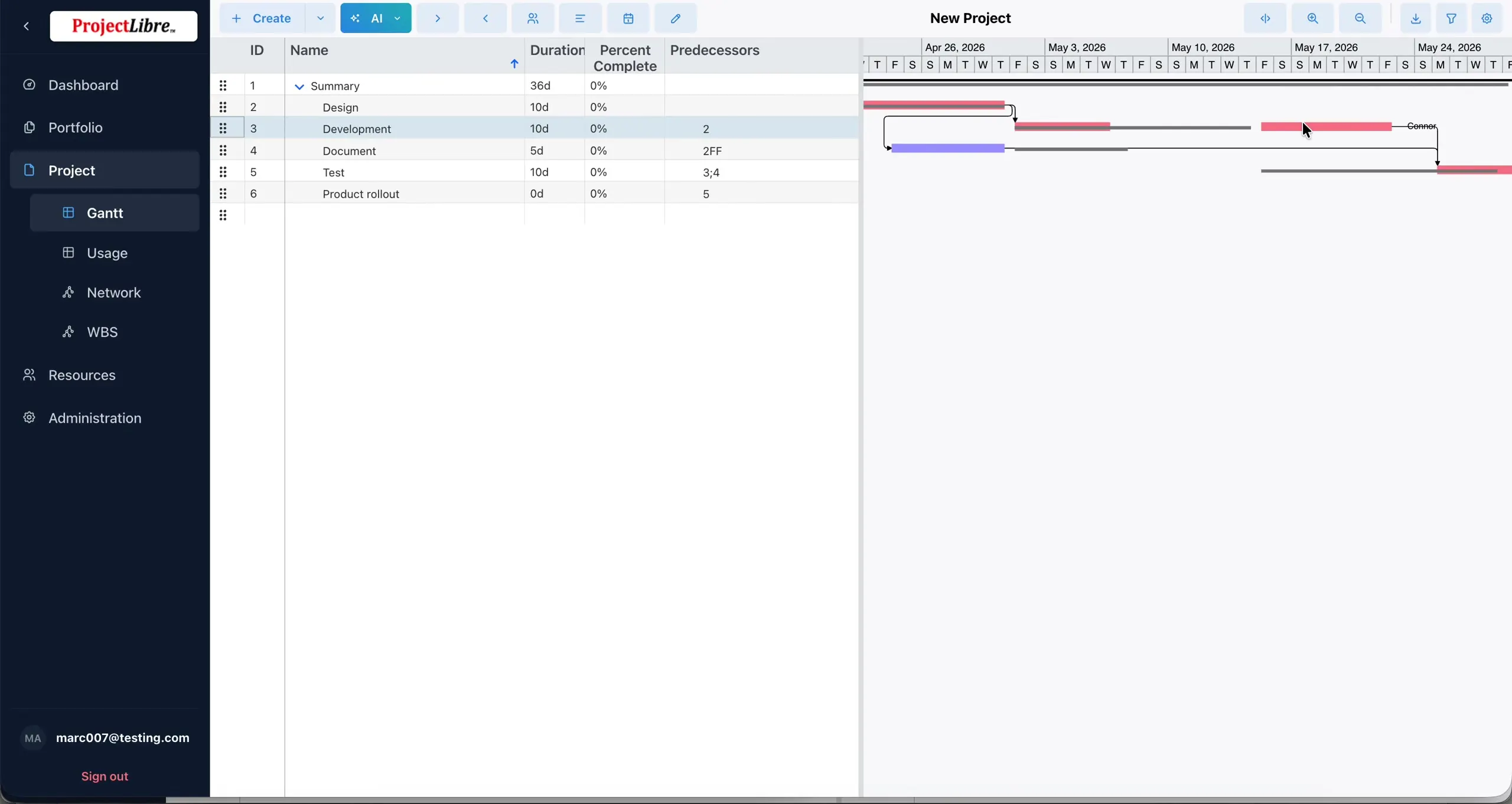 Split / detached Gantt bar