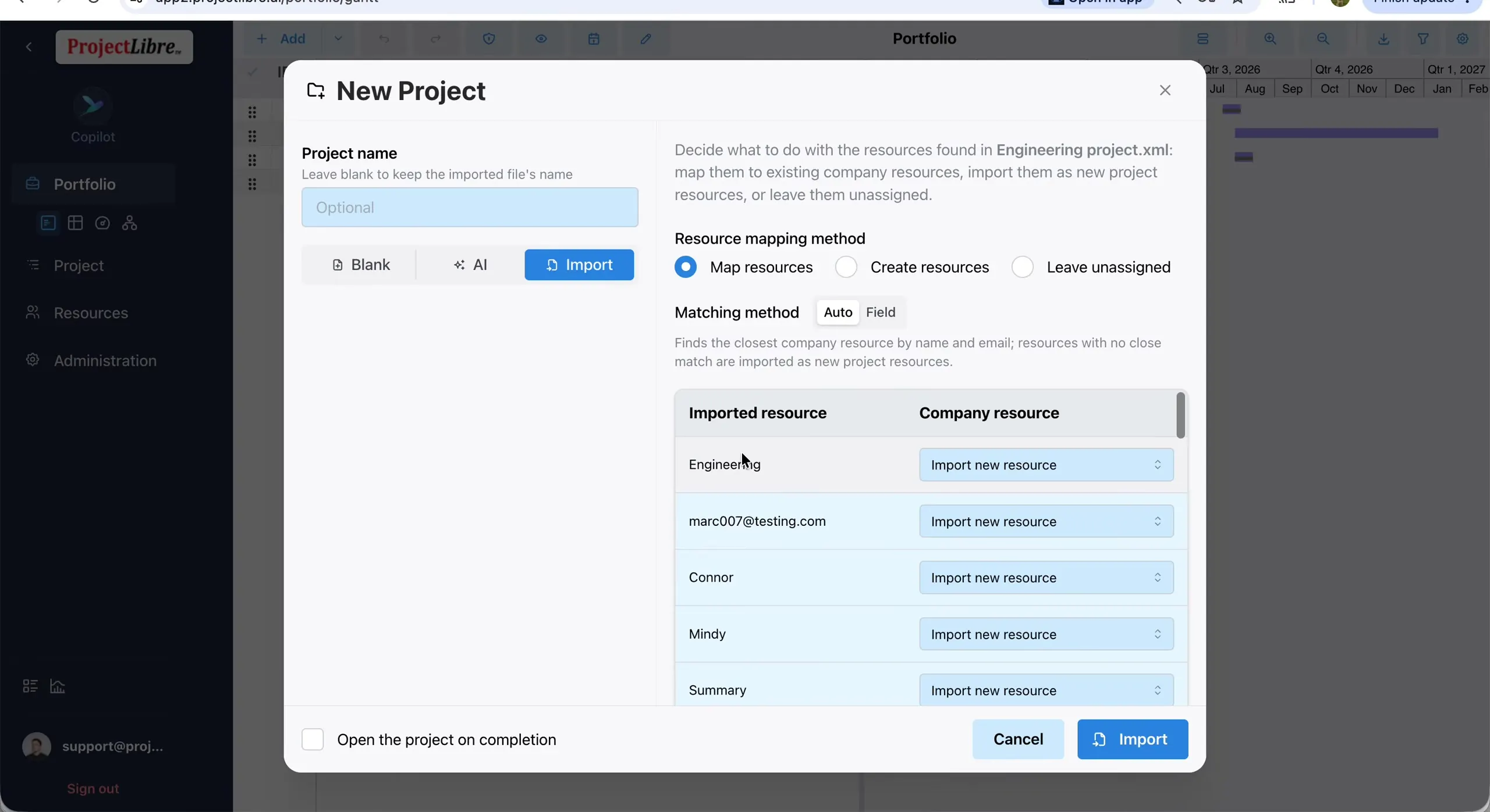 Resource mapping — Map resources with Matching method Auto