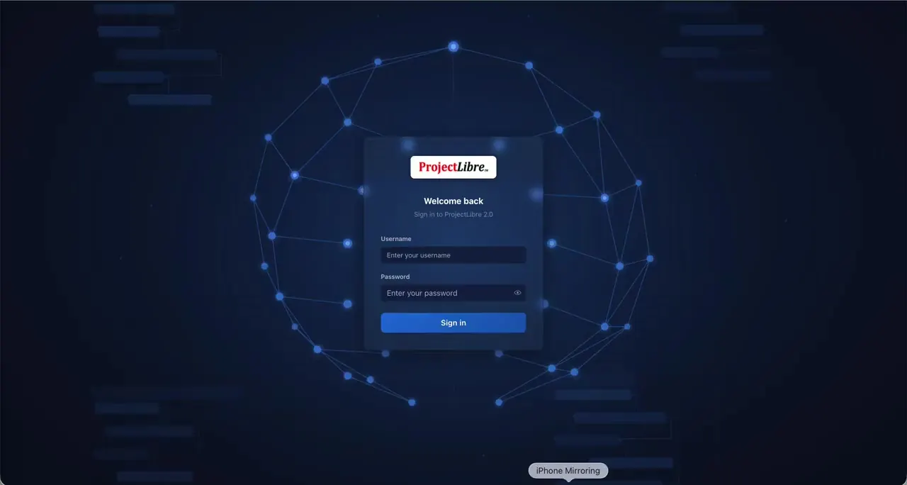 Sign in to ProjectLibre 2.0