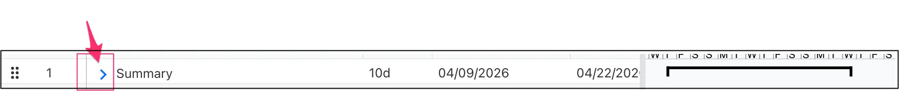 Summary task with tasks collapsed