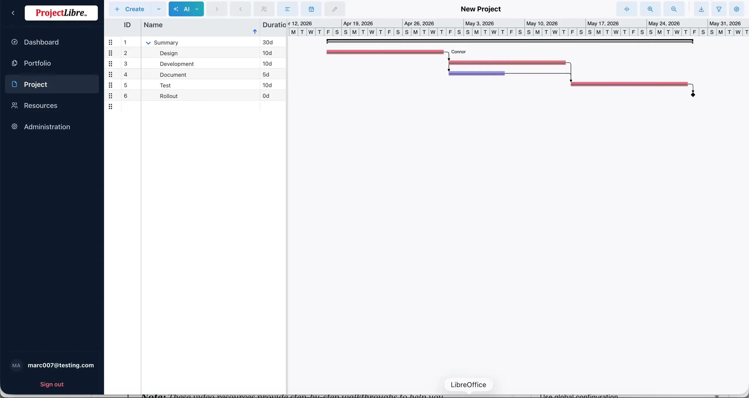Gantt Summary with indented children before Network open