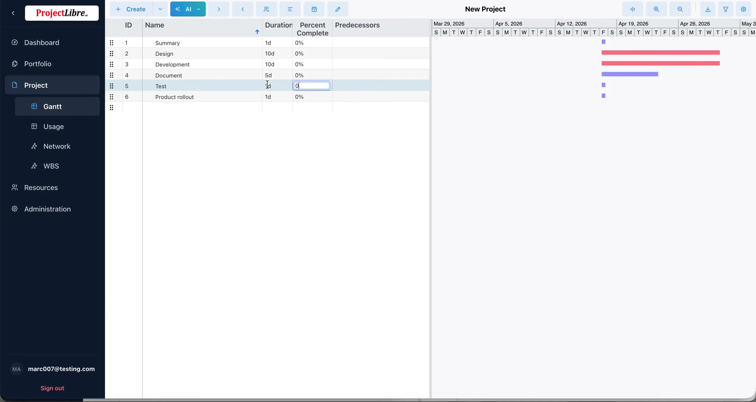 Zero-day milestone diamond on the Gantt