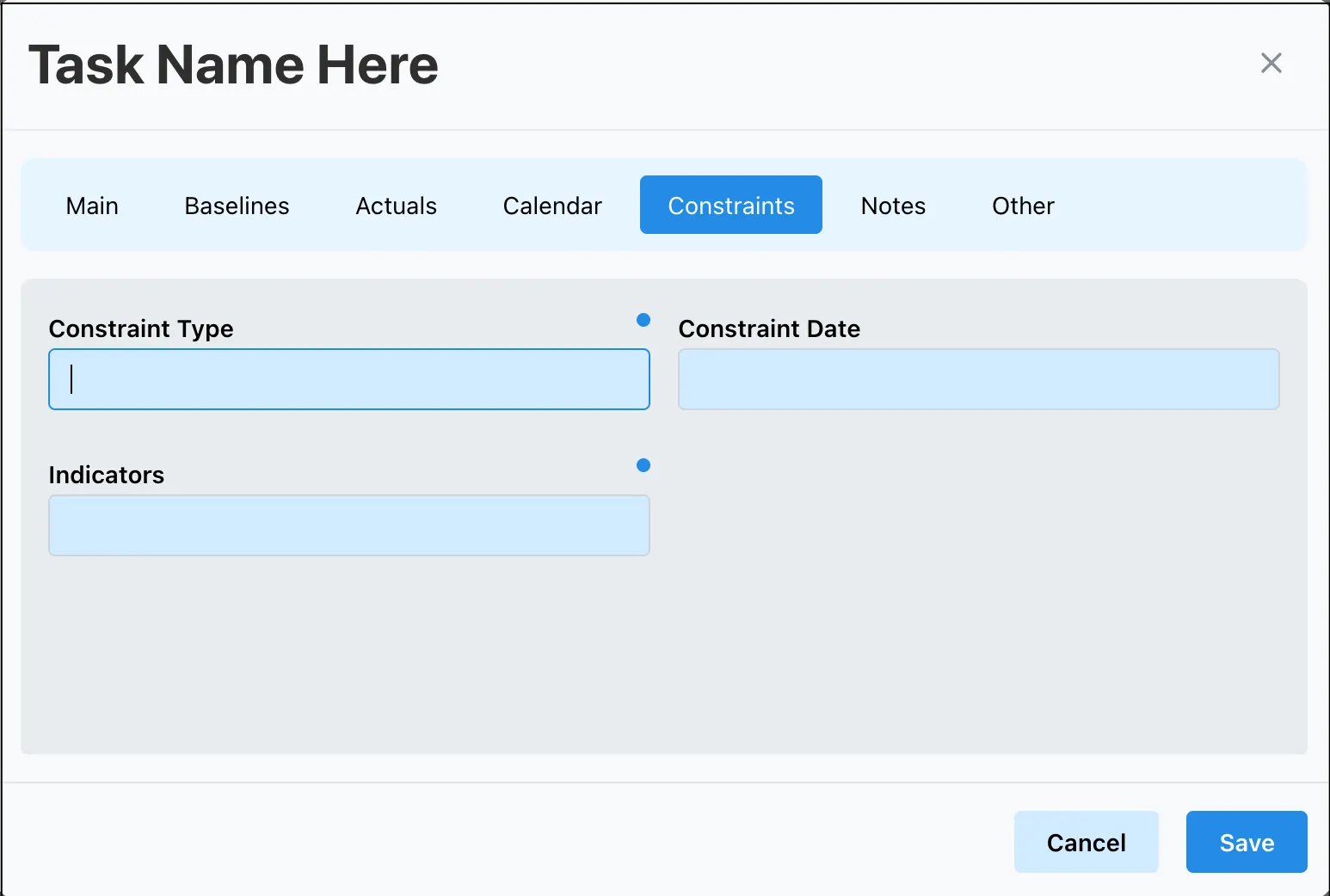 Constraints tab