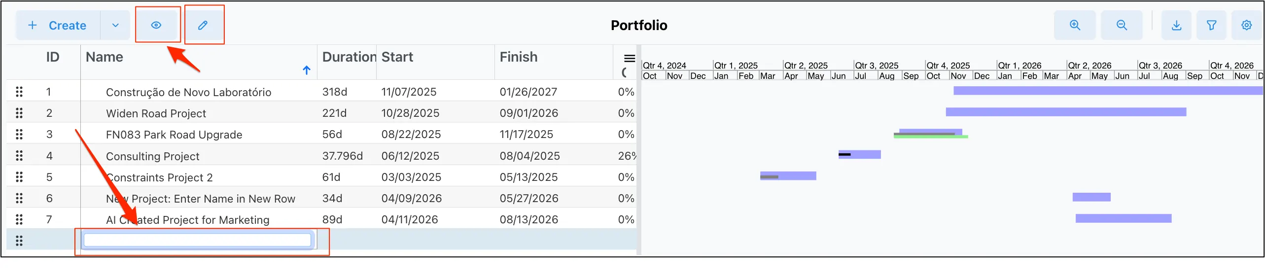 Create New Project video preview screen
