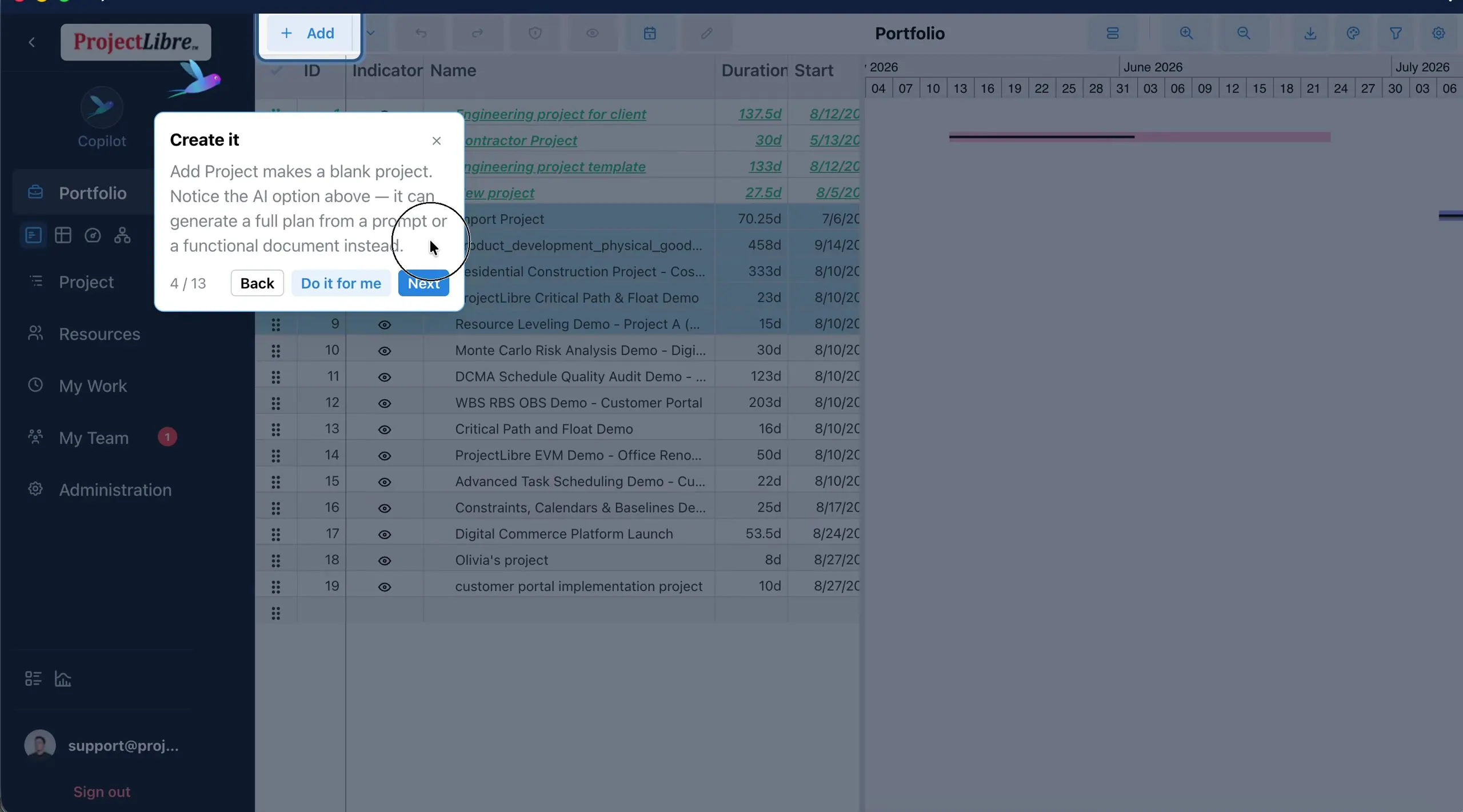 Tour Create it AI option plus Add highlight