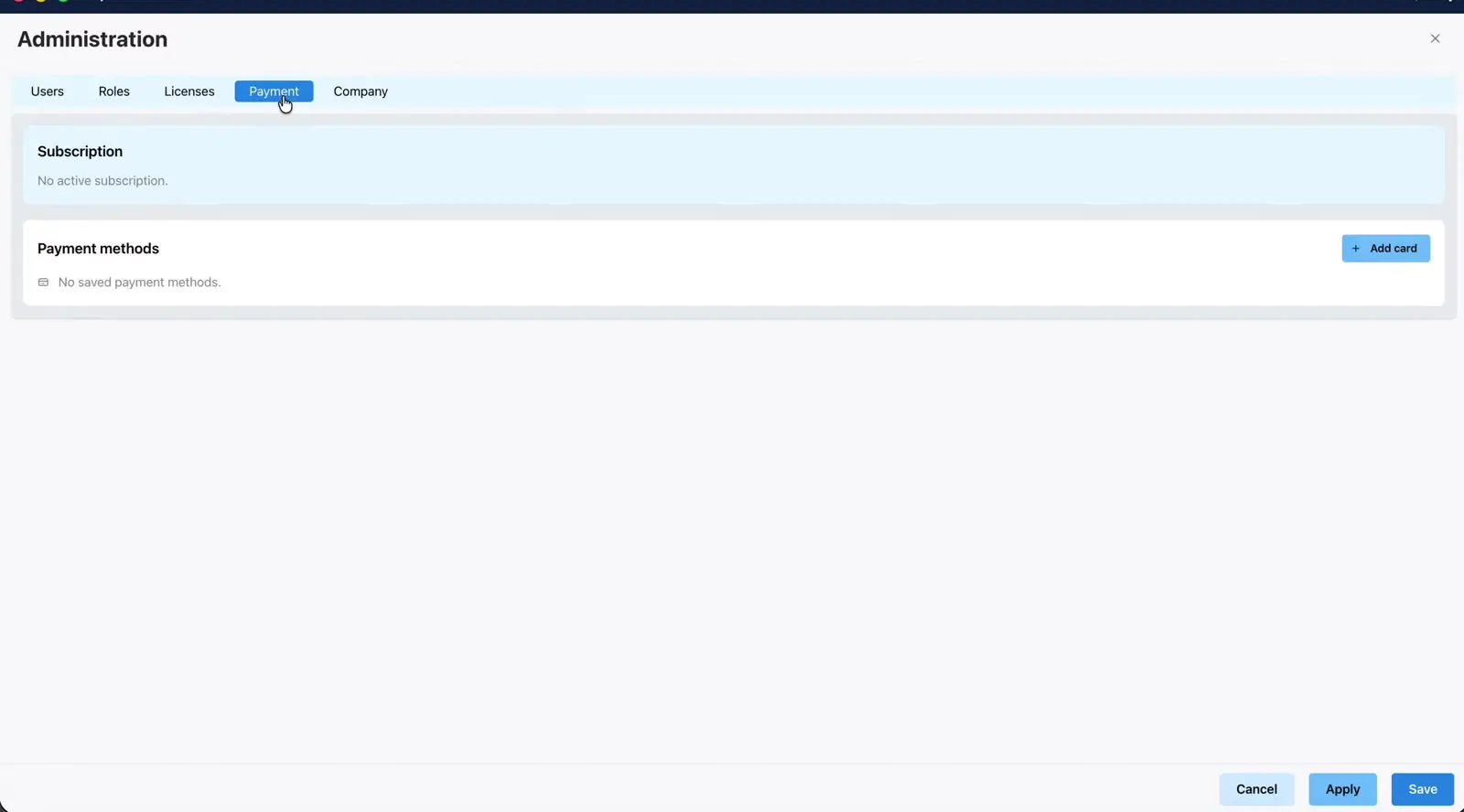 Payment subscription and cards