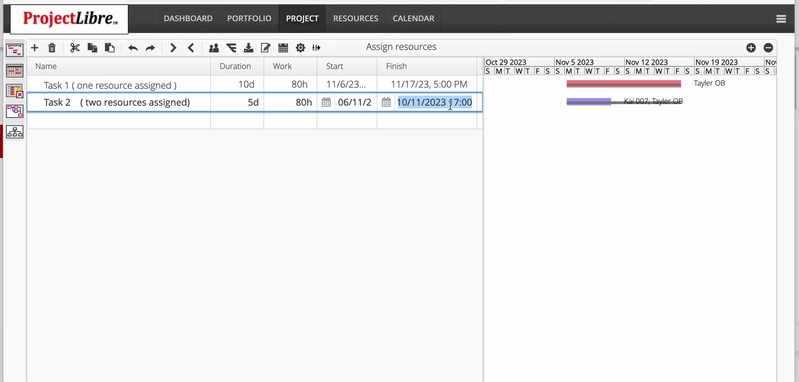 Task 2 shortened to 5 days with Kai and Tayler labels