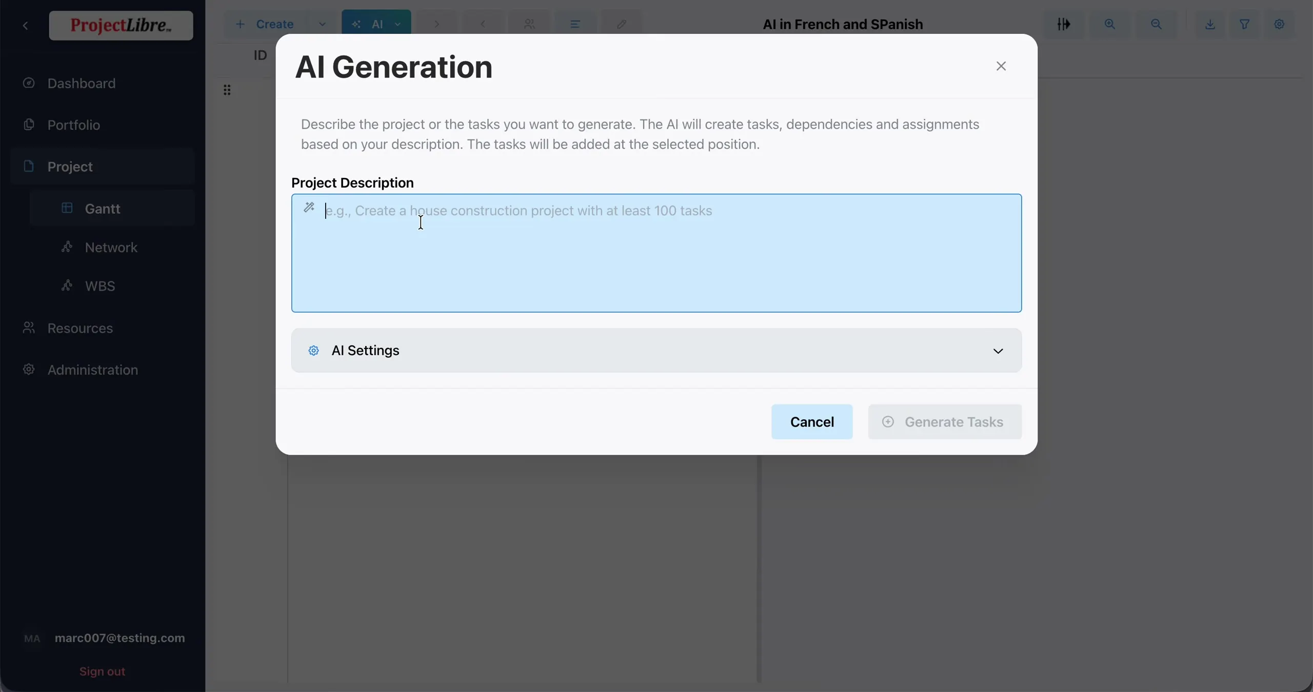 AI Generation Spanish prompt