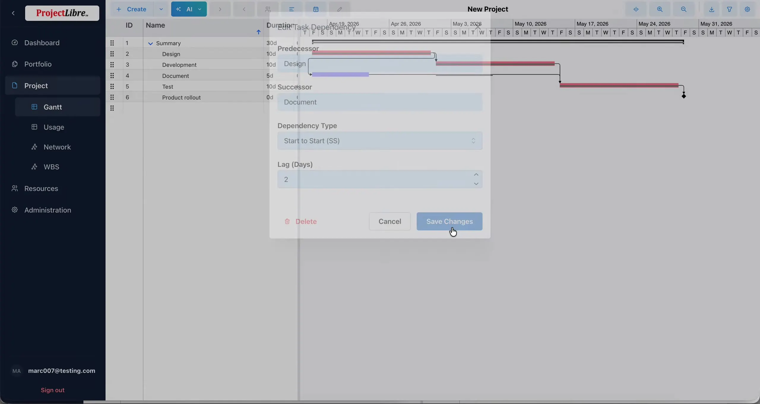 Finish to Finish dependency type