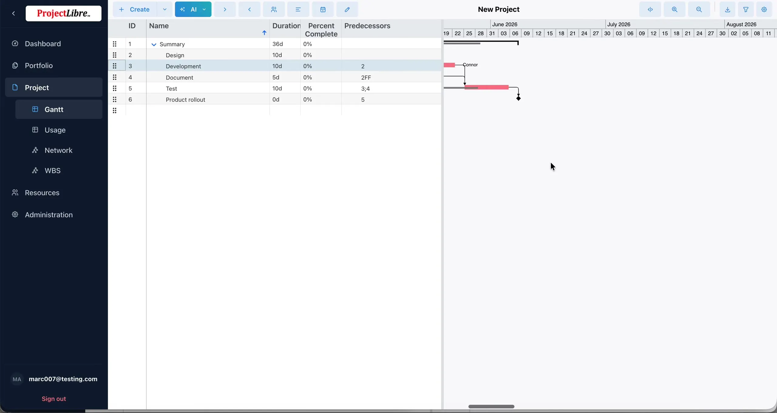 Gantt zoom controls