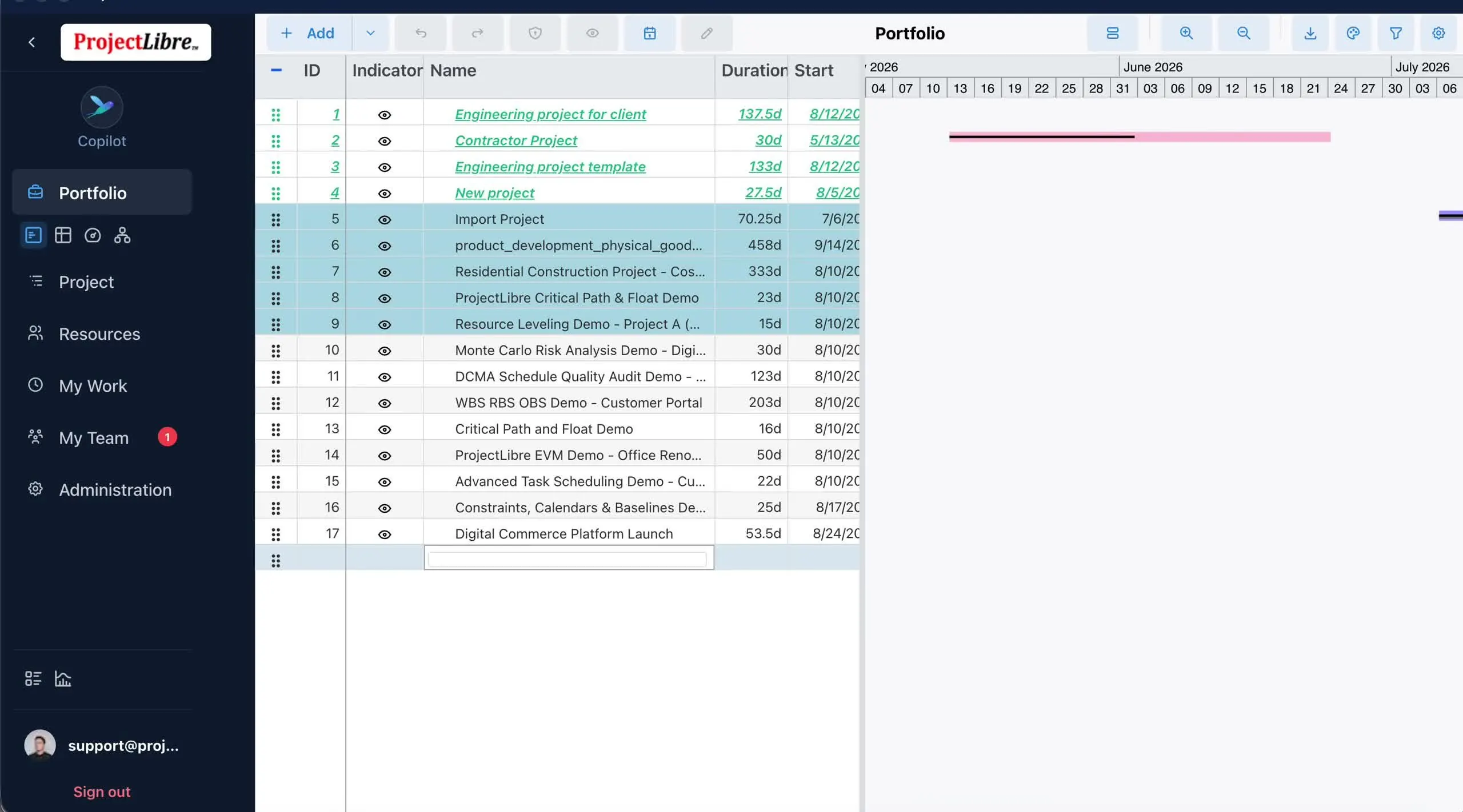 Portfolio with sidebar Copilot entry