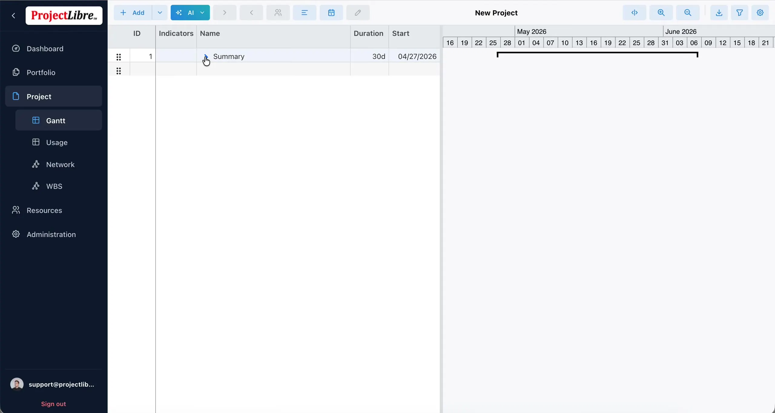 Summary task after indent with rolled-up duration
