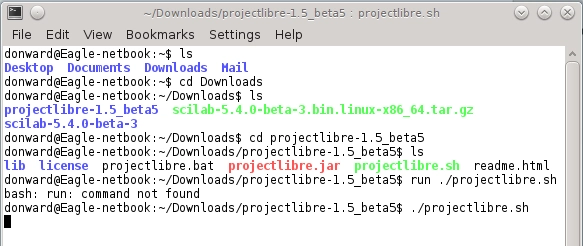 Esecuzione di ProjectLibre su Linux