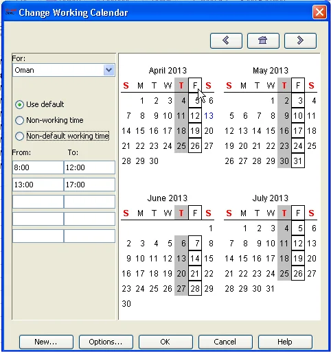 Finestra per creare un calendario personalizzato
